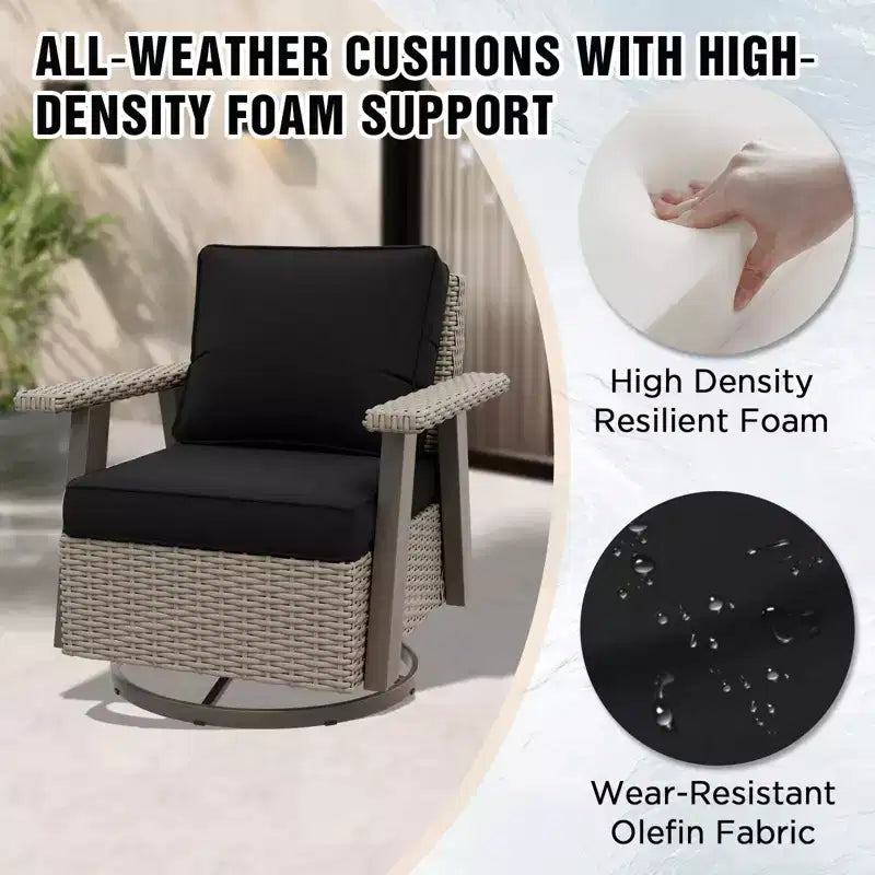 Fauteuil de jardin EAGLE PEAK Classic 360 pivotant et inclinable avec coussins épais, planeur d'extérieur en osier résistant aux intempéries