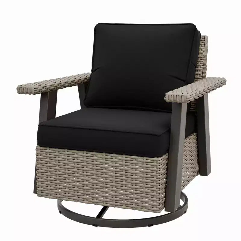 Fauteuil de jardin EAGLE PEAK Classic 360 pivotant et inclinable avec coussins épais, planeur d'extérieur en osier résistant aux intempéries