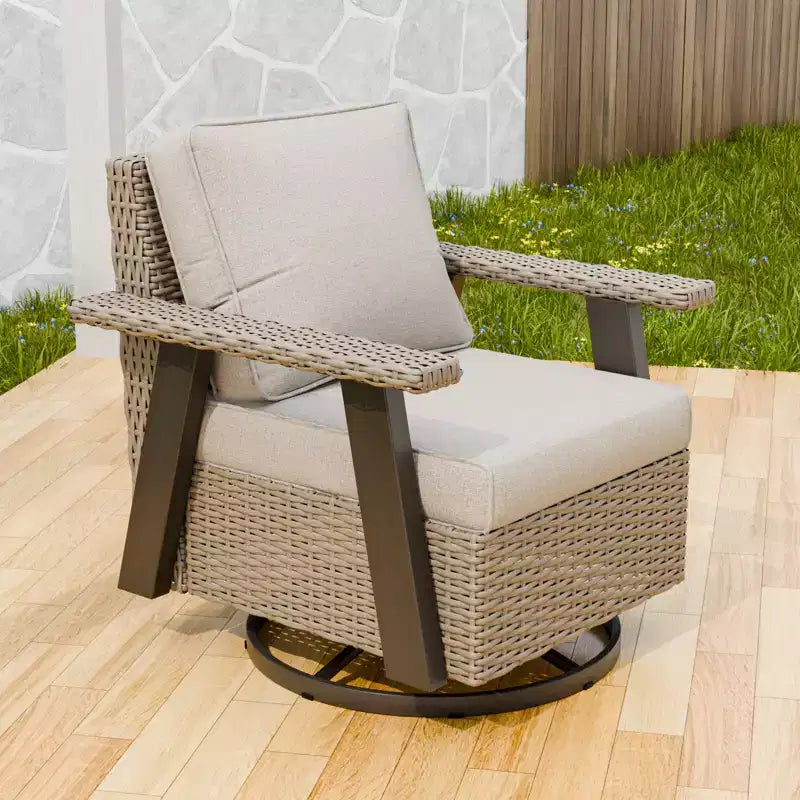 Fauteuil de jardin EAGLE PEAK Classic 360 pivotant et inclinable avec coussins épais, planeur d'extérieur en osier résistant aux intempéries