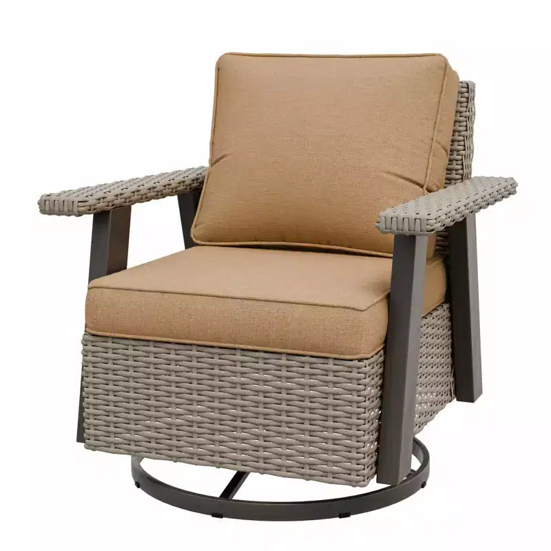 Fauteuil de jardin EAGLE PEAK Classic 360 pivotant et inclinable avec coussins épais, planeur d'extérieur en osier résistant aux intempéries