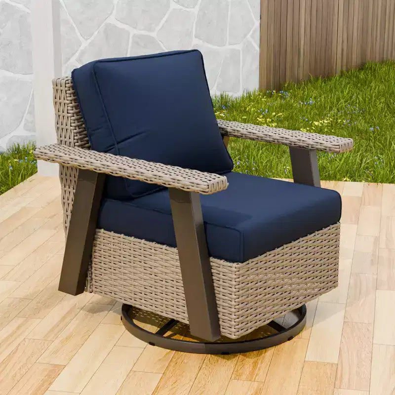 Fauteuil de jardin EAGLE PEAK Classic 360 pivotant et inclinable avec coussins épais, planeur d'extérieur en osier résistant aux intempéries