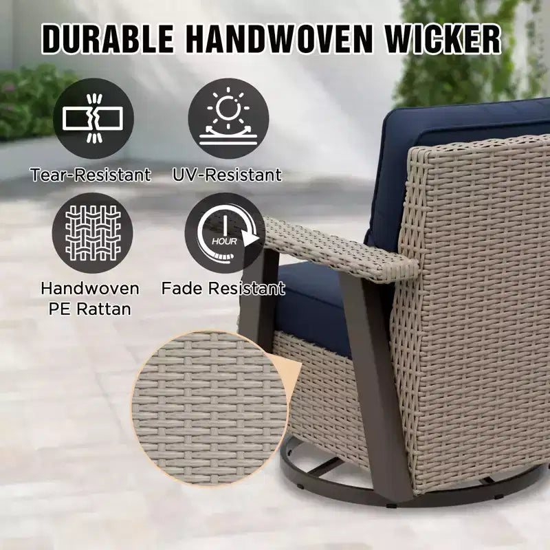 Fauteuil de jardin EAGLE PEAK Classic 360 pivotant et inclinable avec coussins épais, planeur d'extérieur en osier résistant aux intempéries