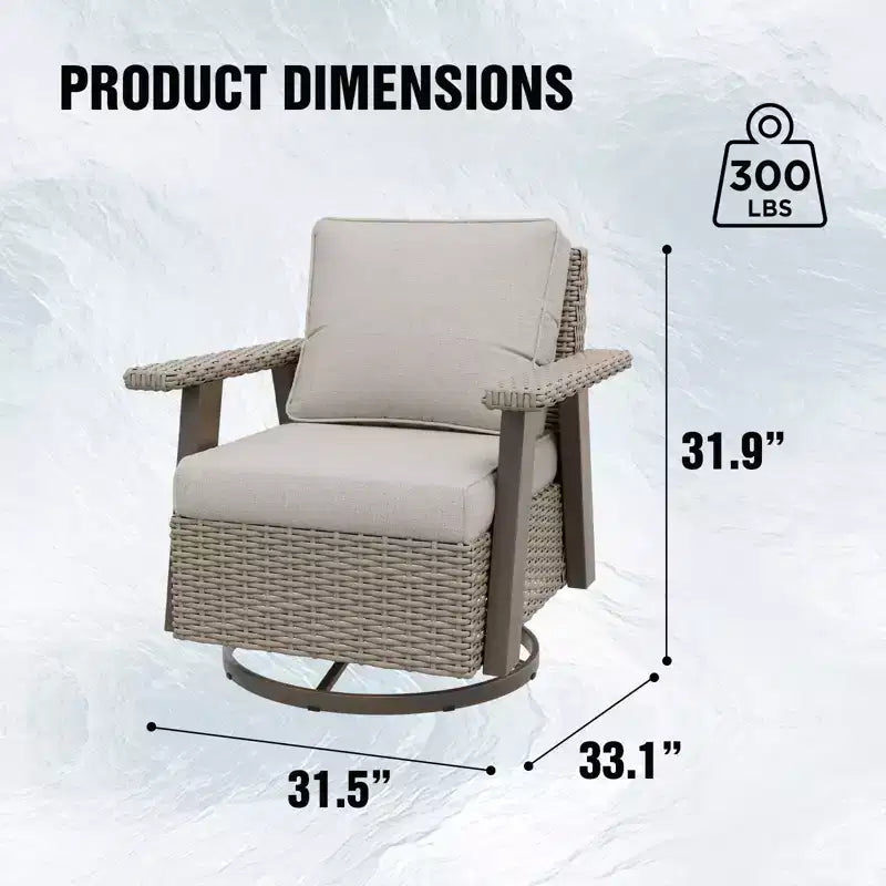 Fauteuil de jardin EAGLE PEAK Classic 360 pivotant et inclinable avec coussins épais, planeur d'extérieur en osier résistant aux intempéries