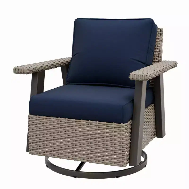 Fauteuil de jardin EAGLE PEAK Classic 360 pivotant et inclinable avec coussins épais, planeur d'extérieur en osier résistant aux intempéries