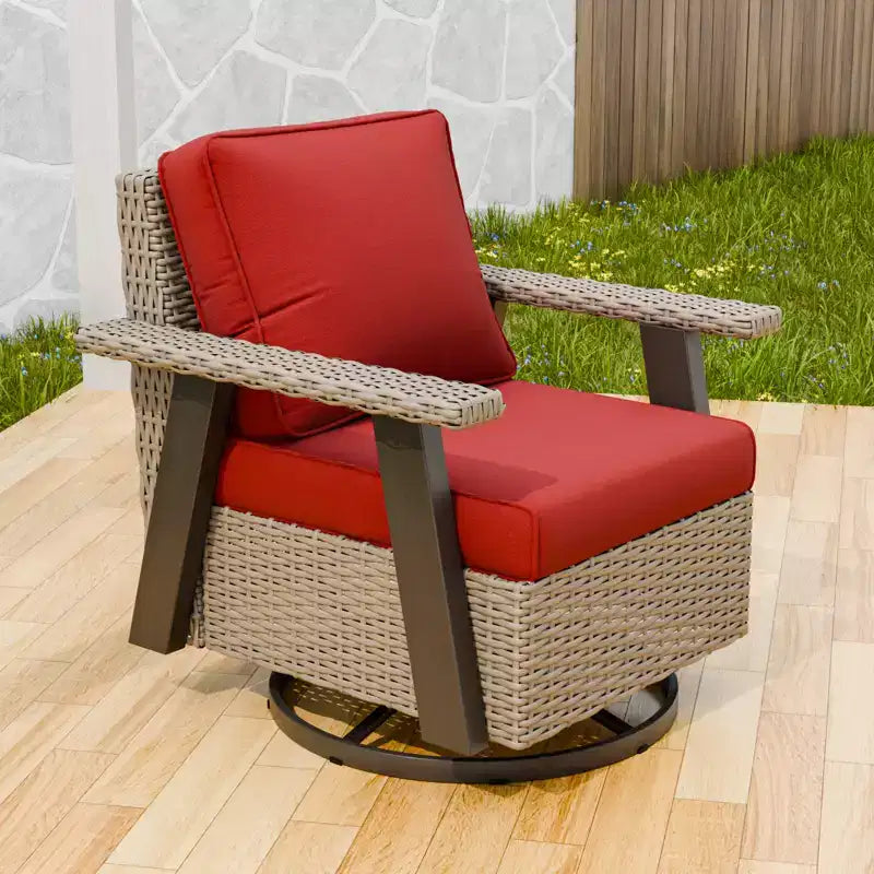 Fauteuil de jardin EAGLE PEAK Classic 360 pivotant et inclinable avec coussins épais, planeur d'extérieur en osier résistant aux intempéries
