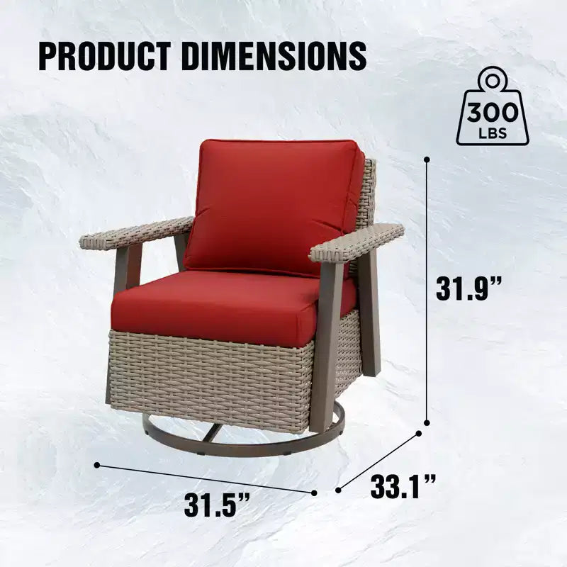 Fauteuil de jardin EAGLE PEAK Classic 360 pivotant et inclinable avec coussins épais, planeur d'extérieur en osier résistant aux intempéries