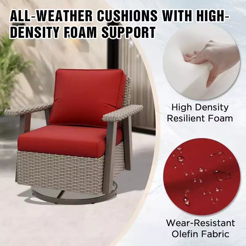 Fauteuil de jardin EAGLE PEAK Classic 360 pivotant et inclinable avec coussins épais, planeur d'extérieur en osier résistant aux intempéries