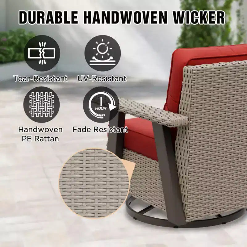 Fauteuil de jardin EAGLE PEAK Classic 360 pivotant et inclinable avec coussins épais, planeur d'extérieur en osier résistant aux intempéries