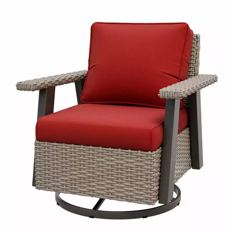 Fauteuil de jardin EAGLE PEAK Classic 360 pivotant et inclinable avec coussins épais, planeur d'extérieur en osier résistant aux intempéries