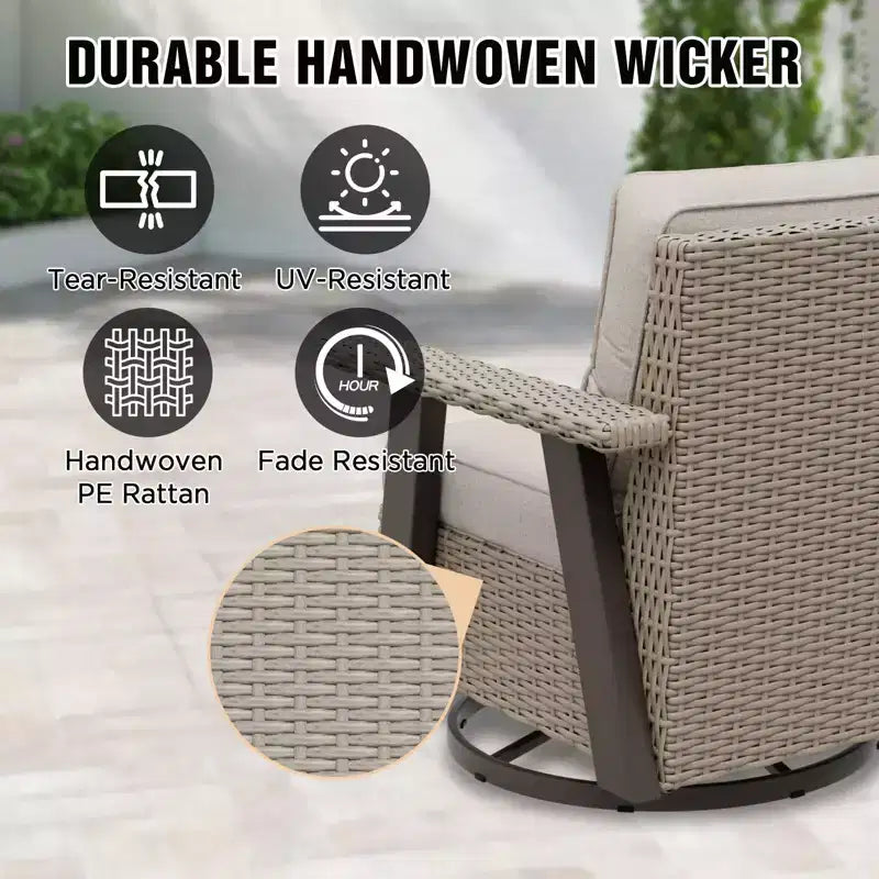 Fauteuil de jardin EAGLE PEAK Classic 360 pivotant et inclinable avec coussins épais, planeur d'extérieur en osier résistant aux intempéries