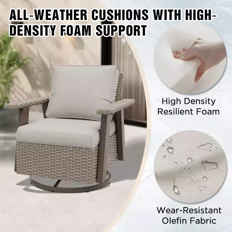 Fauteuil de jardin EAGLE PEAK Classic 360 pivotant et inclinable avec coussins épais, planeur d'extérieur en osier résistant aux intempéries