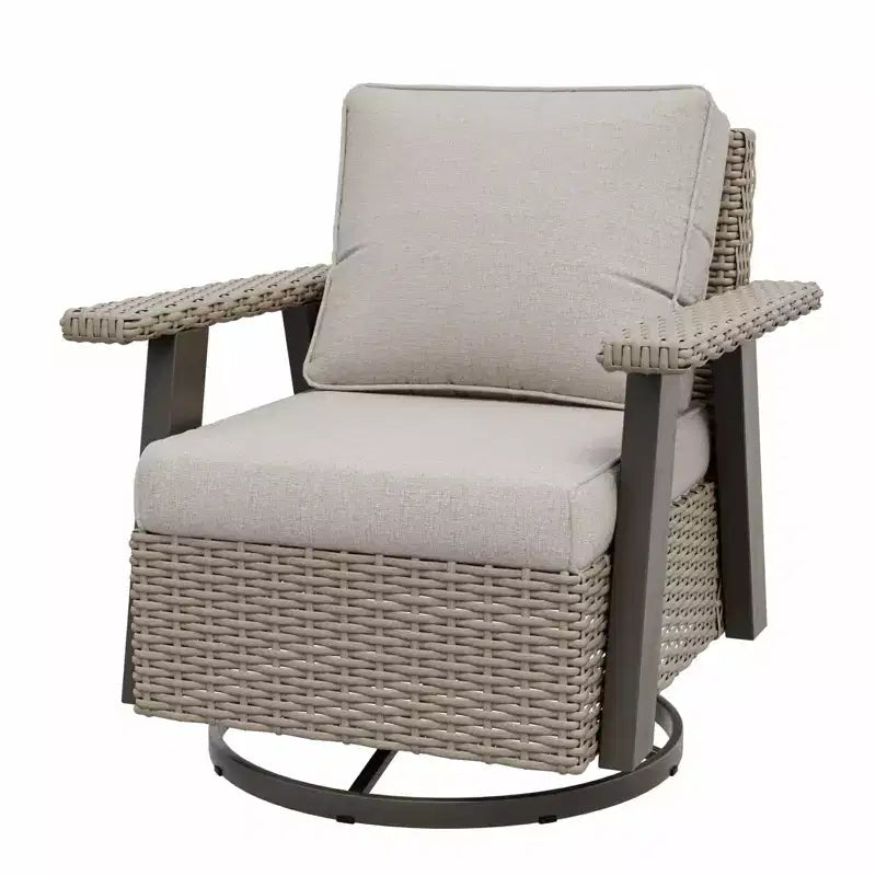Fauteuil de jardin EAGLE PEAK Classic 360 pivotant et inclinable avec coussins épais, planeur d'extérieur en osier résistant aux intempéries