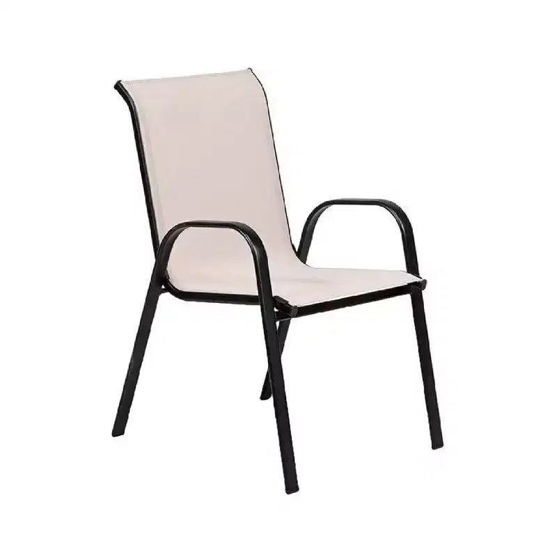 Lot de 2 chaises empilables d'extérieur Royal Hampton, en tissu maillé beige, métal noir