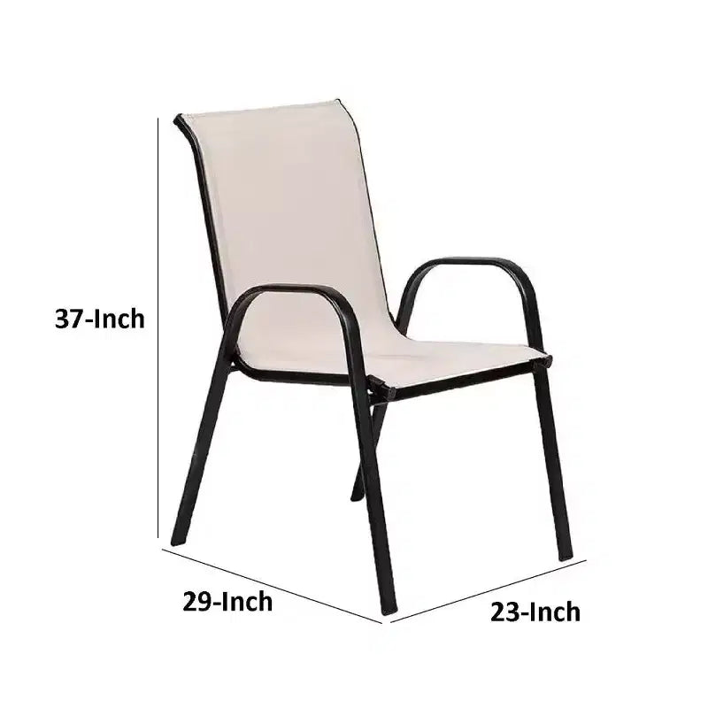 Lot de 2 chaises empilables d'extérieur Royal Hampton, en tissu maillé beige, métal noir