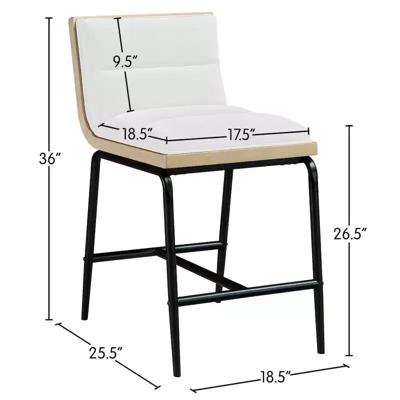 Meridian Furniture, Tabouret de comptoir rembourré en tissu Viceroy, Lot de 2