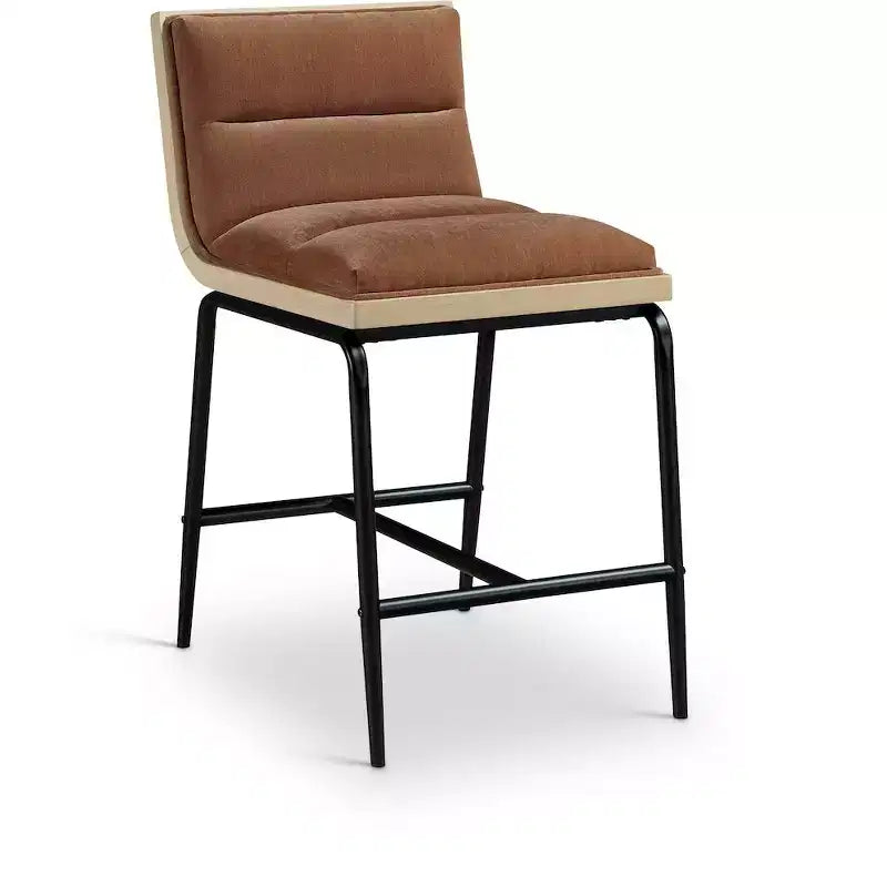 Meridian Furniture, Tabouret de comptoir rembourré en tissu Viceroy, Lot de 2