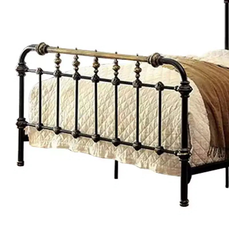 Lit jumeau en métal Royal Hampton avec accents dorés, Noir