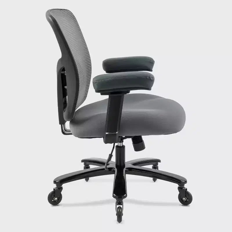 Chaise de bureau grande taille (400 lb) en maille : siège large, support lombaire, dossier haut, pivotante, pour personnes fortes