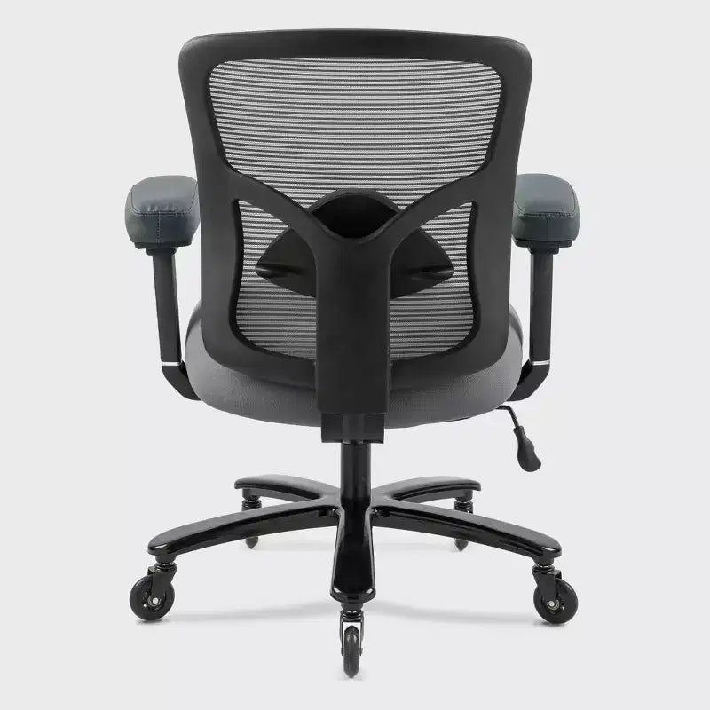 Chaise de bureau grande taille (400 lb) en maille : siège large, support lombaire, dossier haut, pivotante, pour personnes fortes