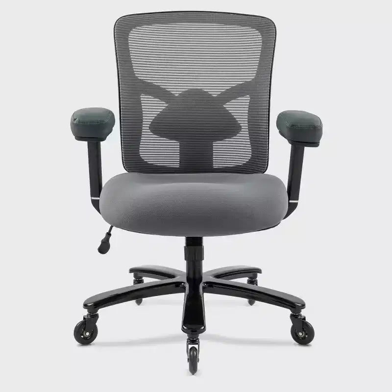 Chaise de bureau grande taille (400 lb) en maille : siège large, support lombaire, dossier haut, pivotante, pour personnes fortes