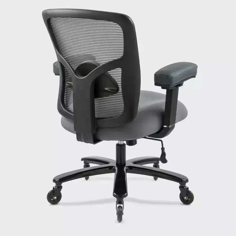 Chaise de bureau grande taille (400 lb) en maille : siège large, support lombaire, dossier haut, pivotante, pour personnes fortes