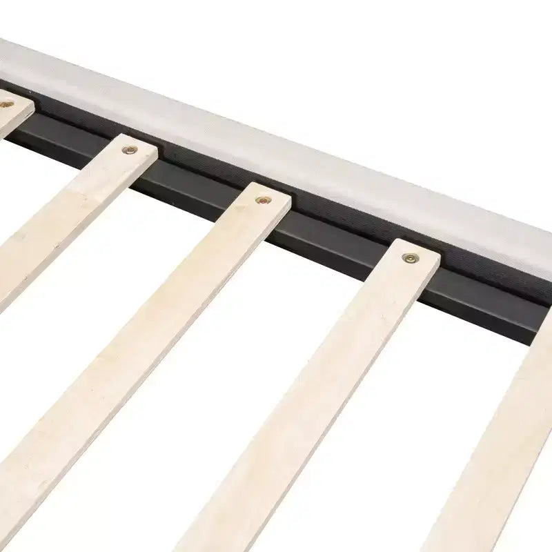 Lit plateforme entièrement capitonné à LED avec tête de lit en U, cadre de lit en lin avec lumières LED