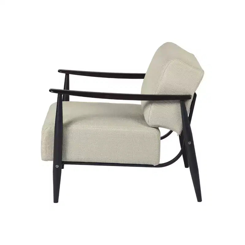 Fauteuil d'appoint moderne du milieu du siècle FurnitureR, fauteuil rembourré beige avec cadre marron massif, fauteuil de lecture confortable pour salon, chambre, bureau