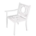 HomeRoots 24 White Steel Geo Back Outdoor Arm Chair
