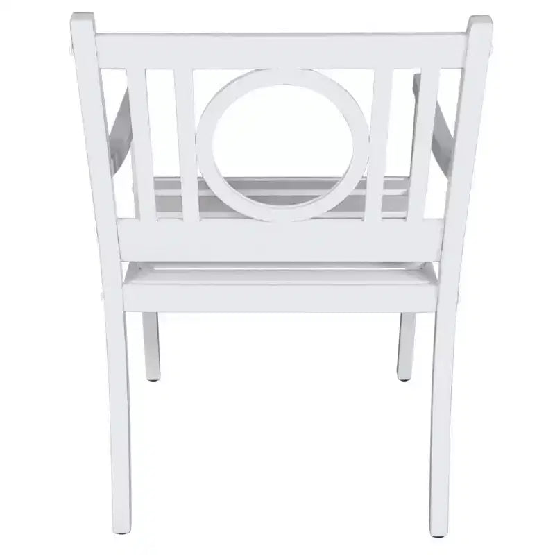 HomeRoots 24 Chaise de jardin avec accoudoirs en acier blanc à dossier géométrique