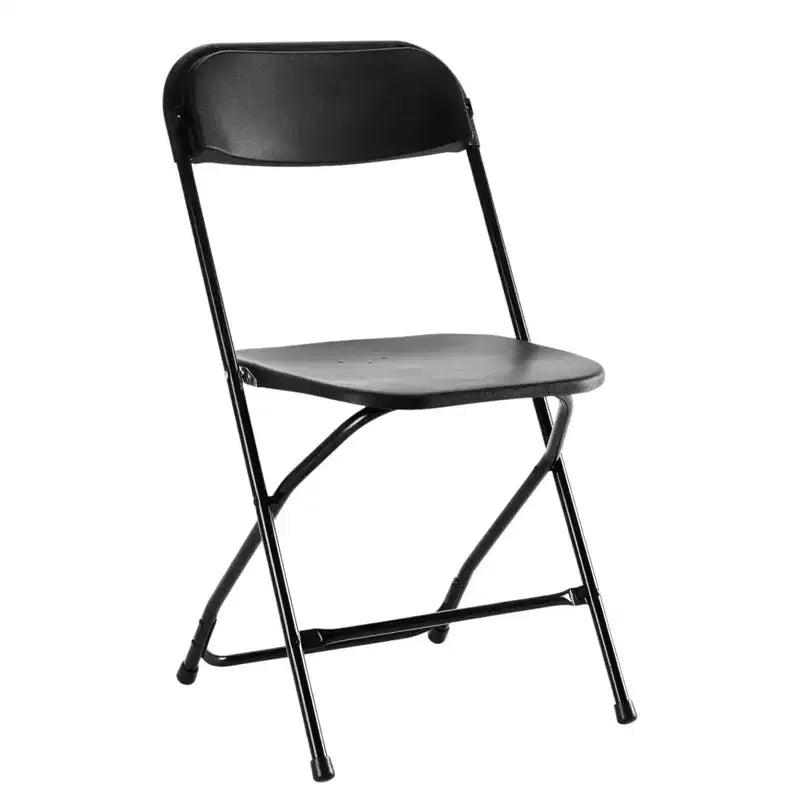 HomeRoots - Lot de quatre chaises de salle à manger pliantes empilables en métal noir pour l'extérieur