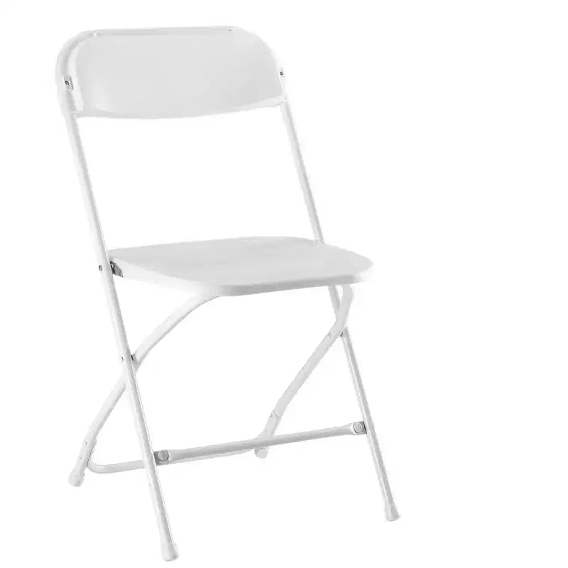HomeRoots Lot de quatre chaises de salle à manger empilables pliantes en métal blanc pour l'extérieur