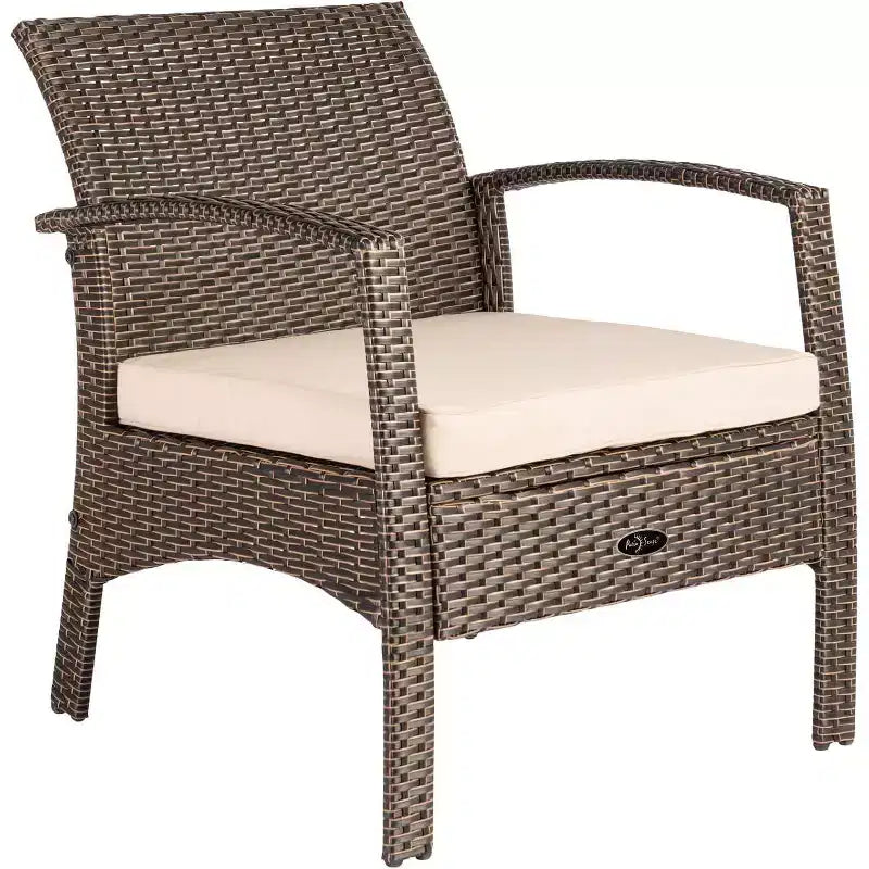 Balkene Home 62776 Bondi Armchair All Weather Lightweight & Durable Outdoor Seating Wicker Low Maintenance Khaki Cushion Included - Mocha