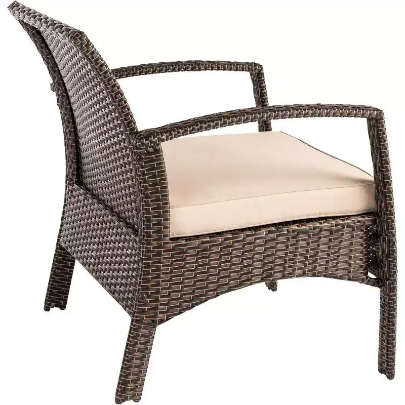 Balkene Home 62776 Fauteuil Bondi Résistant aux intempéries Léger et durable Siège d'extérieur en osier Peu d'entretien Coussin kaki inclus - Mocha