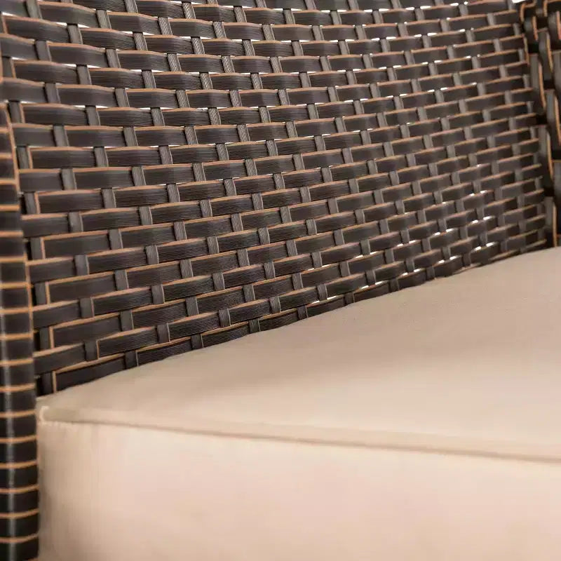 Balkene Home 62776 Fauteuil Bondi Résistant aux intempéries Léger et durable Siège d'extérieur en osier Peu d'entretien Coussin kaki inclus - Mocha