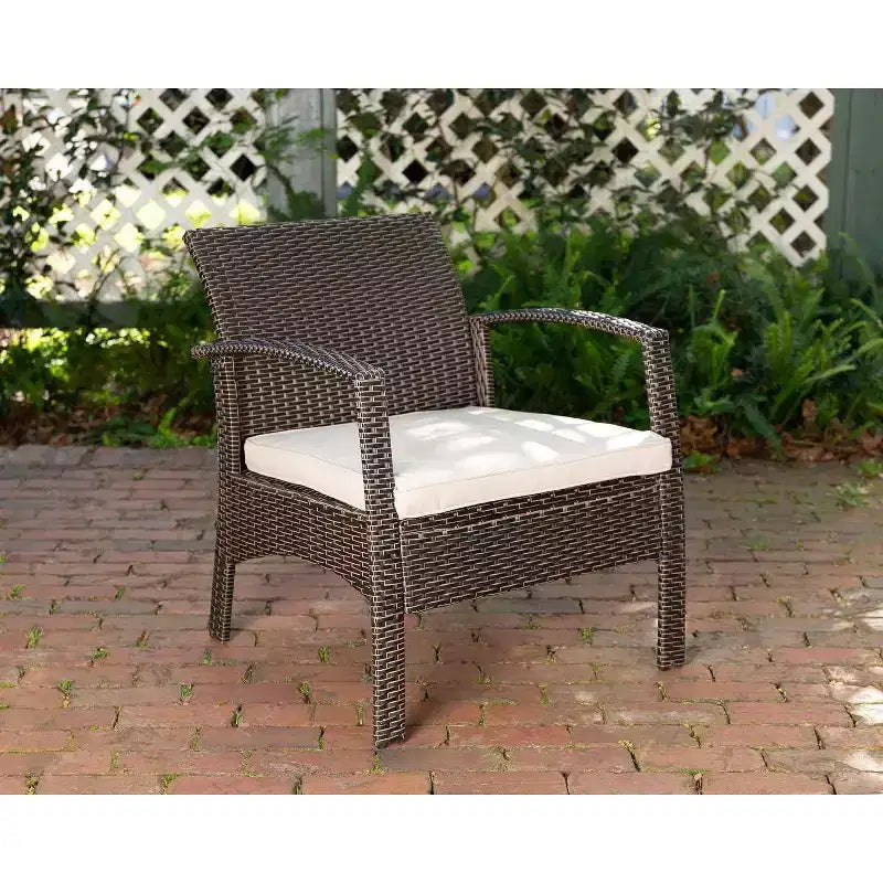Balkene Home 62776 Fauteuil Bondi Résistant aux intempéries Léger et durable Siège d'extérieur en osier Peu d'entretien Coussin kaki inclus - Mocha