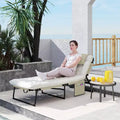 Folding Chaise Lounge Pool Chair with 4-level Reclining Back, Cushion, Side Pocket, Headrest