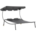 Patio Double Chaise Lounge Chair, Outdoor Wheeled Hammock Daybed with Adjustable Canopy and Pillow for Sun Room, Garden, or Poolside