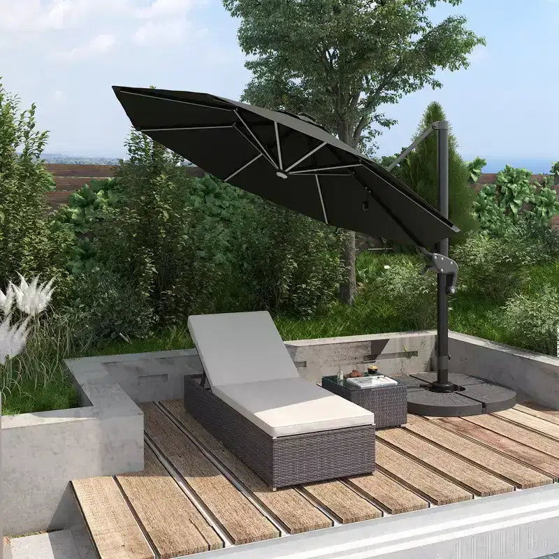 Ensemble de 2 chaises longues avec dossier réglable sur 5 positions, table basse d'extérieur, coussins déperlants, chaises de piscine en rotin PE