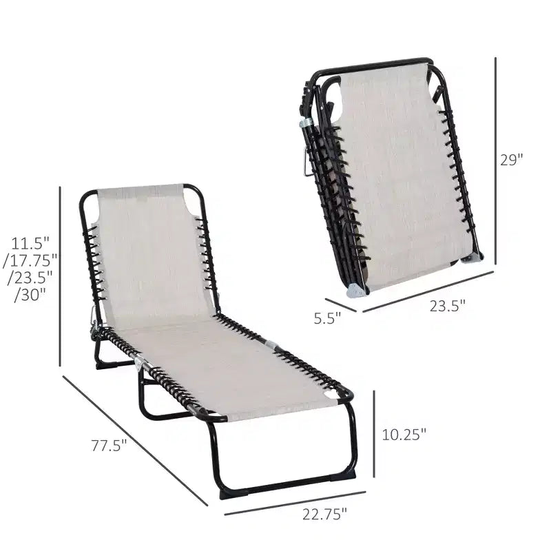 Chaise longue pliable, dossier inclinable 3 positions, conception portable et maille respirante pour piscine, camping