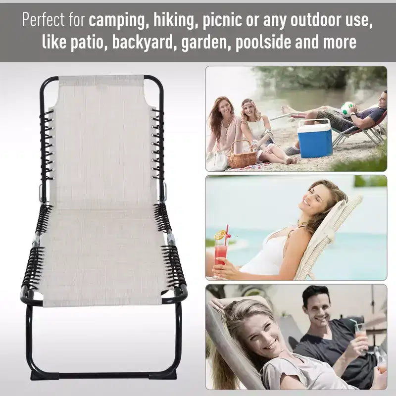 Chaise longue pliable, dossier inclinable 3 positions, conception portable et maille respirante pour piscine, camping