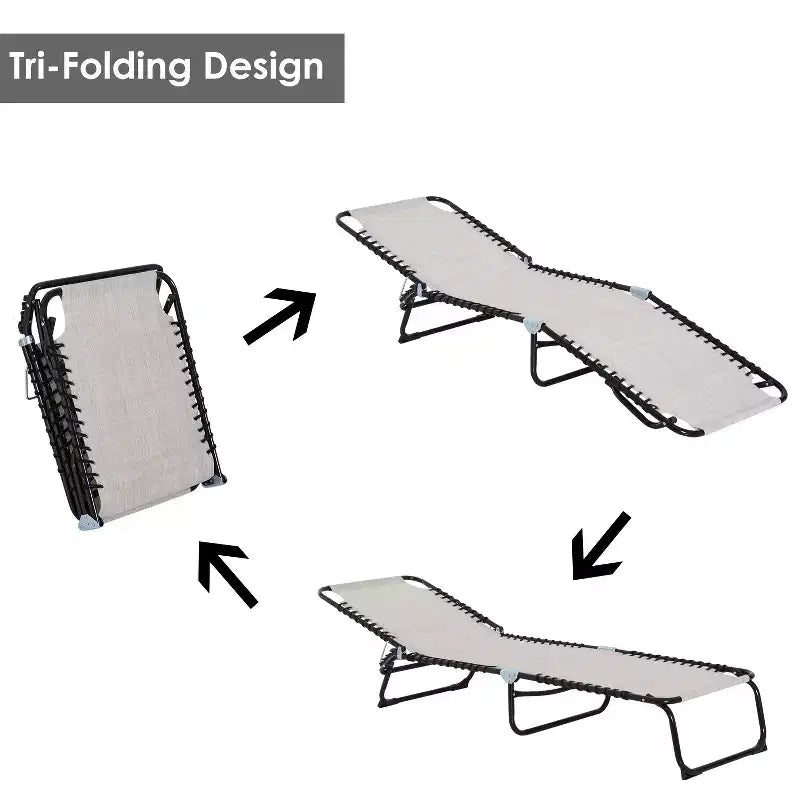 Chaise longue pliable, dossier inclinable 3 positions, conception portable et maille respirante pour piscine, camping