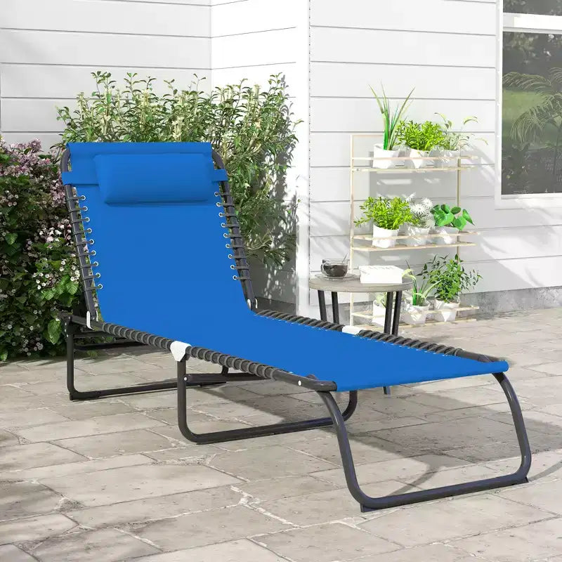 Chaise longue pliable, dossier inclinable 3 positions, conception portable et maille respirante pour piscine, camping
