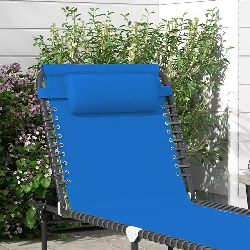Chaise longue pliable, dossier inclinable 3 positions, conception portable et maille respirante pour piscine, camping