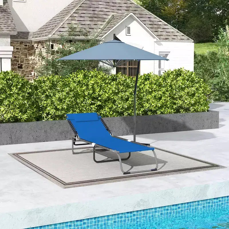 Chaise longue pliable, dossier inclinable 3 positions, conception portable et maille respirante pour piscine, camping