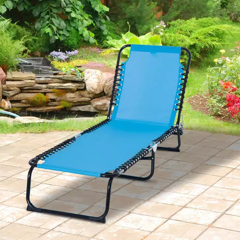 Chaise longue pliable, dossier inclinable 3 positions, conception portable et maille respirante pour piscine, camping