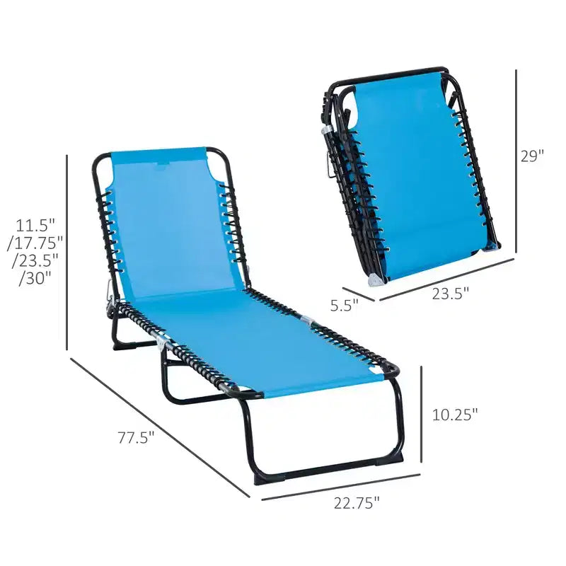 Chaise longue pliable, dossier inclinable 3 positions, conception portable et maille respirante pour piscine, camping