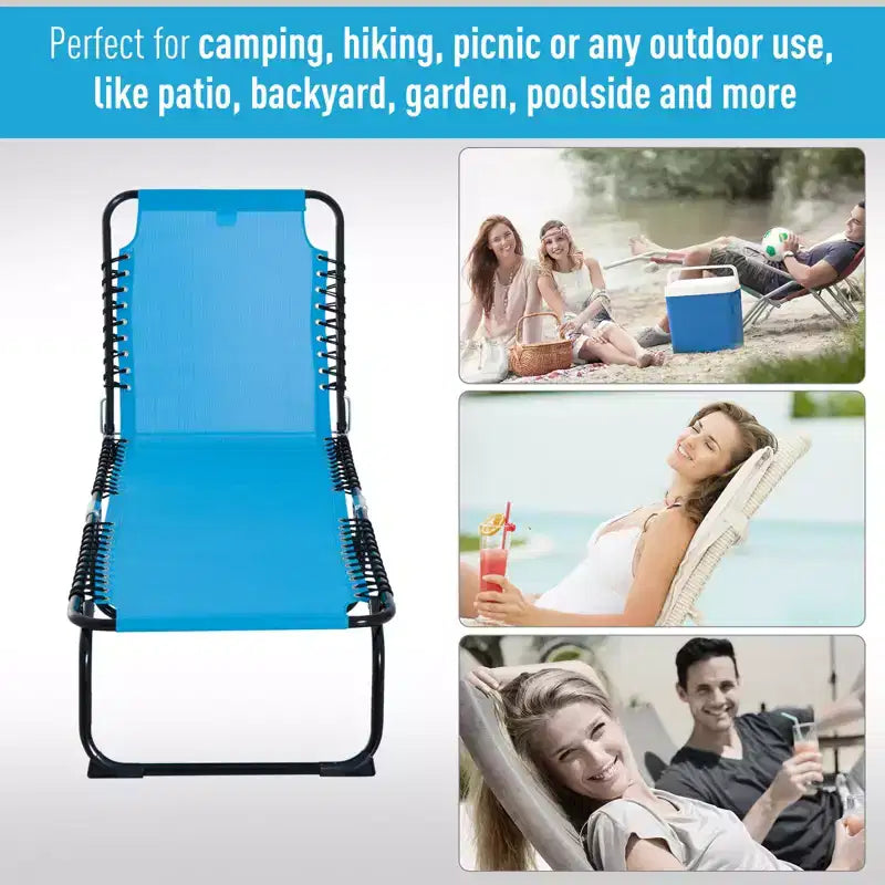 Chaise longue pliable, dossier inclinable 3 positions, conception portable et maille respirante pour piscine, camping