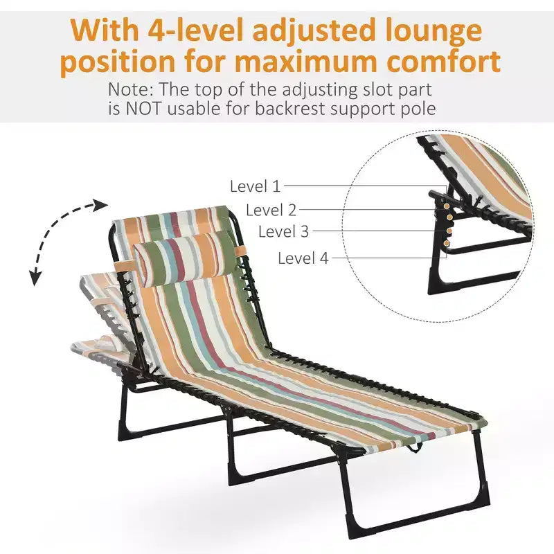 Chaise longue pliable, dossier inclinable 3 positions, conception portable et maille respirante pour piscine, camping