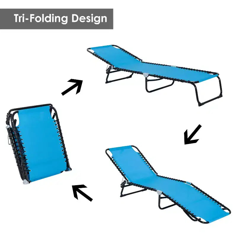 Chaise longue pliable, dossier inclinable 3 positions, conception portable et maille respirante pour piscine, camping