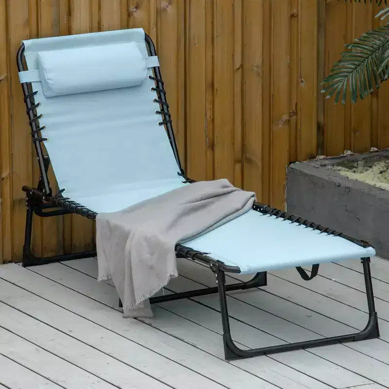 Chaise longue pliable, dossier inclinable 3 positions, conception portable et maille respirante pour piscine, camping